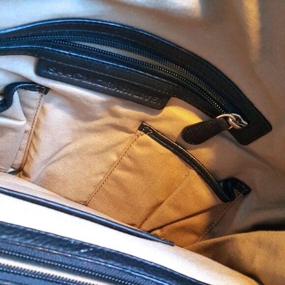 Isaac Mizrahi Womens Pocketbook Black Leather Tote shoulder Bag - Picture 7 of 9